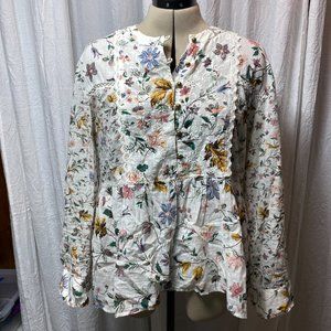 Anthropologie Small Blouse - White with Flowers